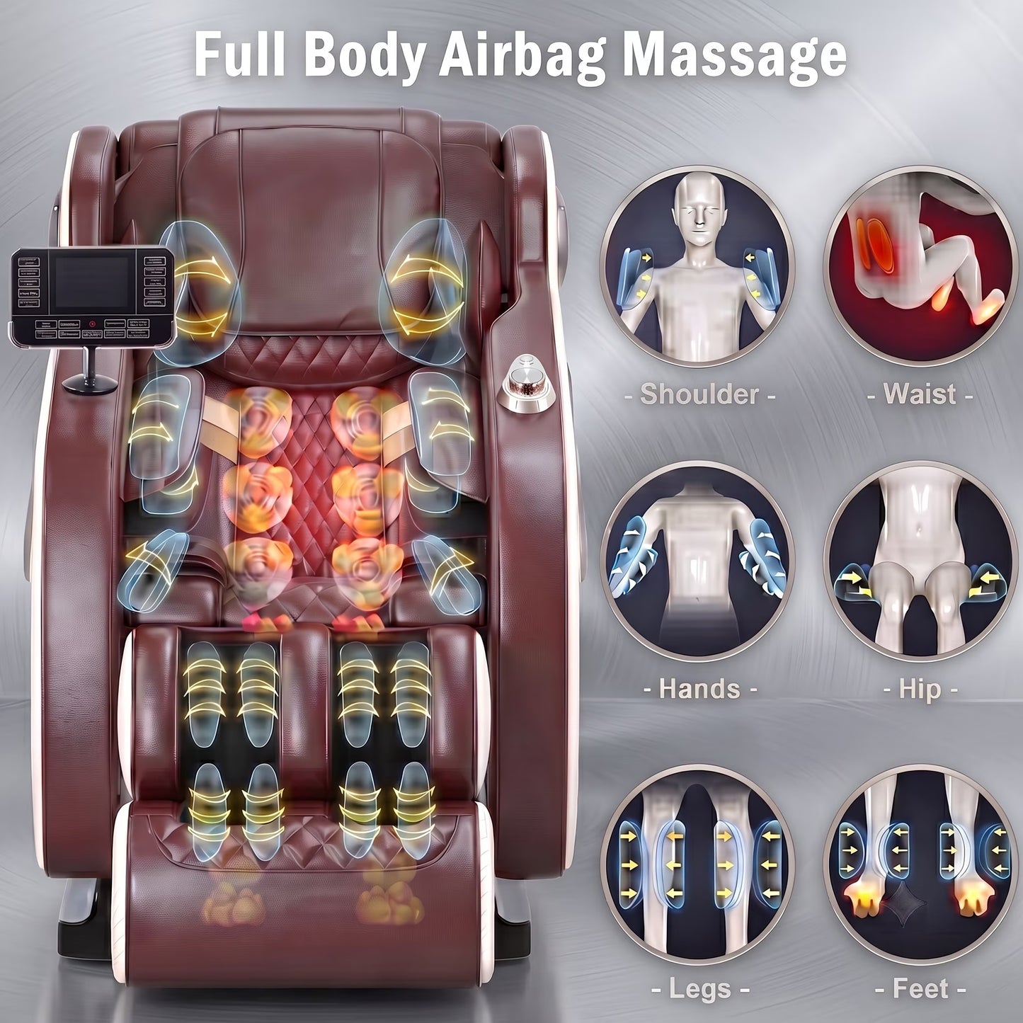 Full Body Massage Chair with Zero Gravity, Heated Back & Legs, 20 Airbags, Bluetooth, Shiatsu Recliner for Home