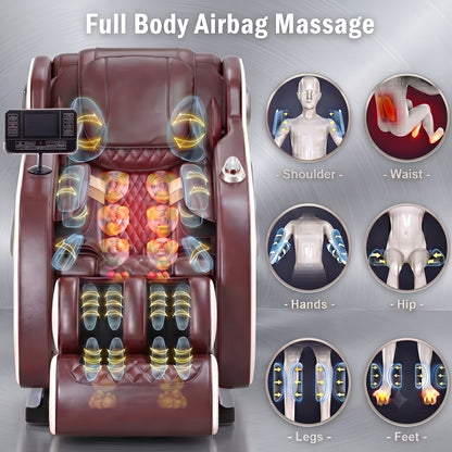 Full Body Massage Chair with Zero Gravity, Heated Back & Legs, 20 Airbags, Bluetooth, Shiatsu Recliner for Home