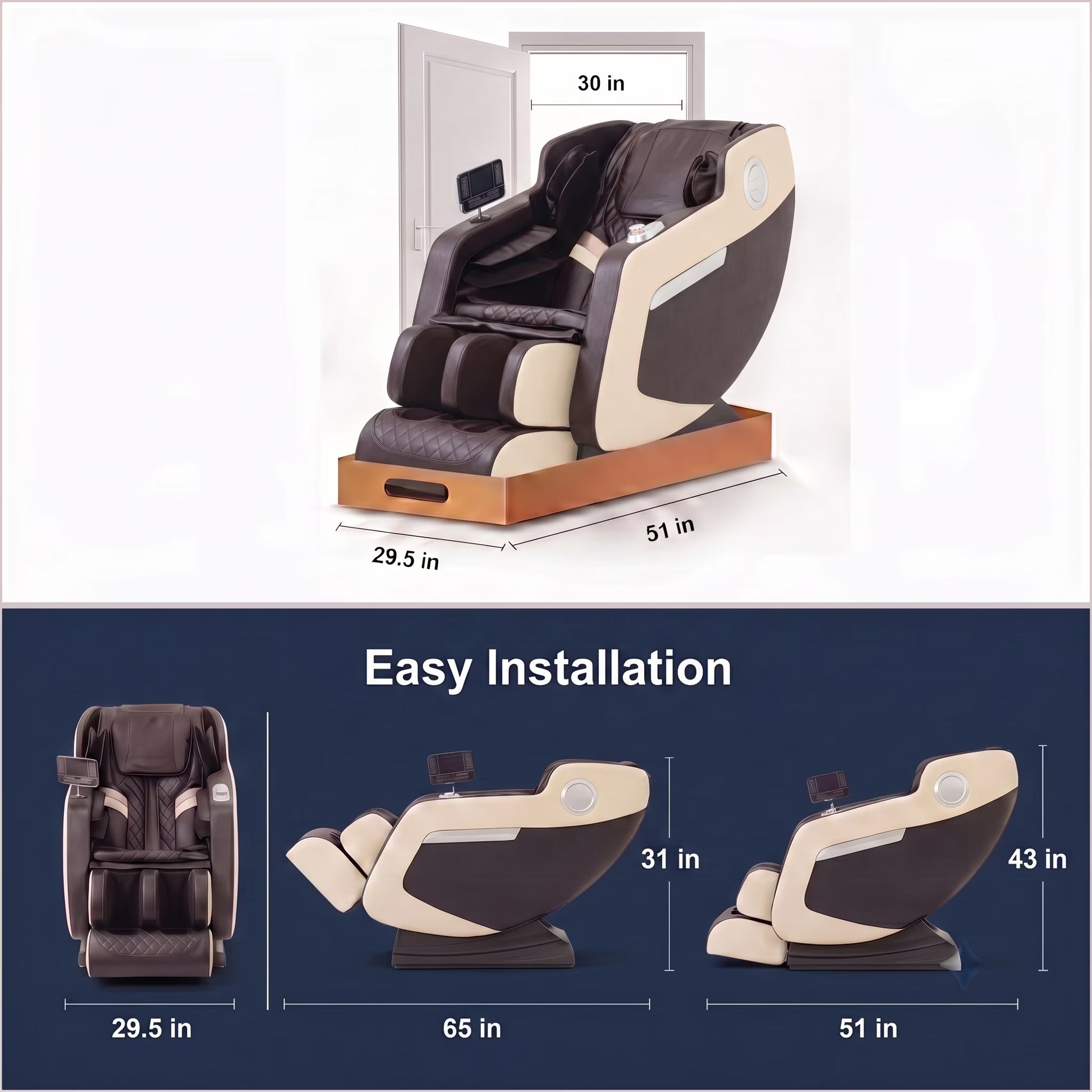 Full Body Massage Chair with Zero Gravity, Heated Back & Legs, 20 Airbags, Bluetooth, Shiatsu Recliner for Home