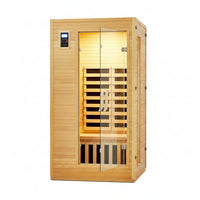 2024 Upgrade 1 to 2 Person Infrared Sauna, Low EMF Infrared Sauna for Home, Indoor Sauna Room, Hemlock Wooden Far Infrared Sauna, Dry Sauna with Bluetooth Speakers, LED Reading and Chromotherapy Lamp