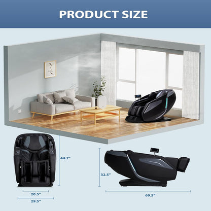 4D Massage Chair: Full Body Zero Gravity Massage Chair Full Body SL Track Chair Massage Black