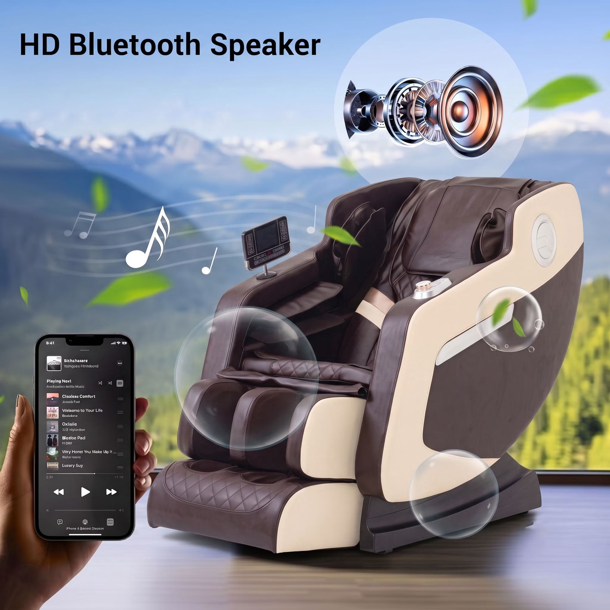 Full Body Massage Chair with Zero Gravity, Heated Back & Legs, 20 Airbags, Bluetooth, Shiatsu Recliner for Home