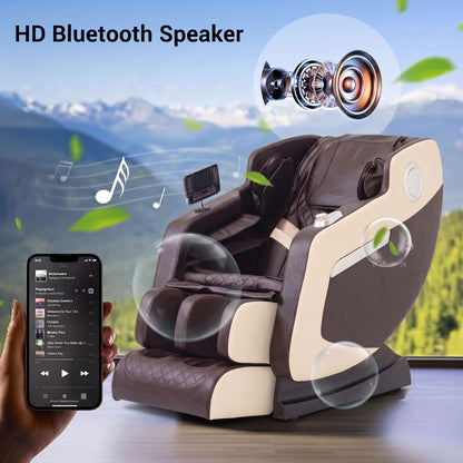 Full Body Massage Chair with Zero Gravity, Heated Back & Legs, 20 Airbags, Bluetooth, Shiatsu Recliner for Home